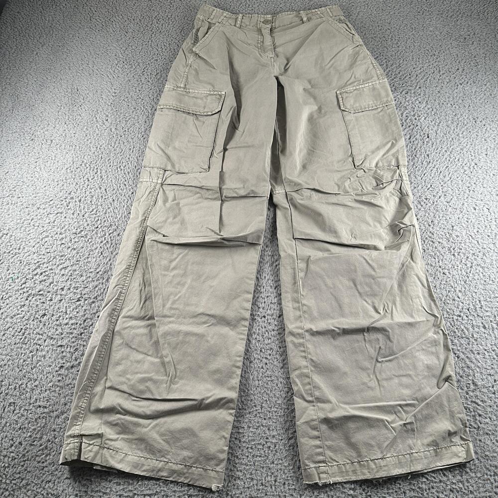Kith Cargo Pants Womens 27 Beige Relaxed Wide Leg Twill Utility Pockets Travel